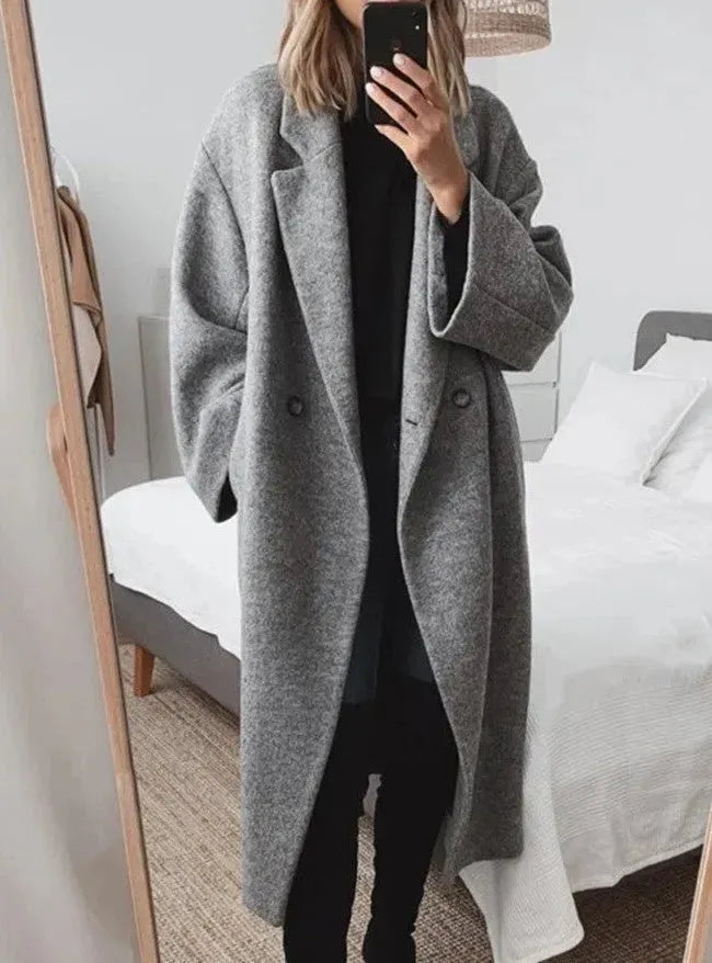 Emma | Dames Oversized Lange Double-Breasted Coat