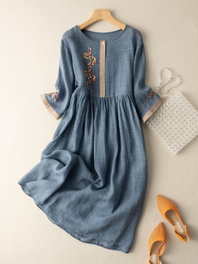 Ivy | Women Embroidered Ethnic Midi Dress