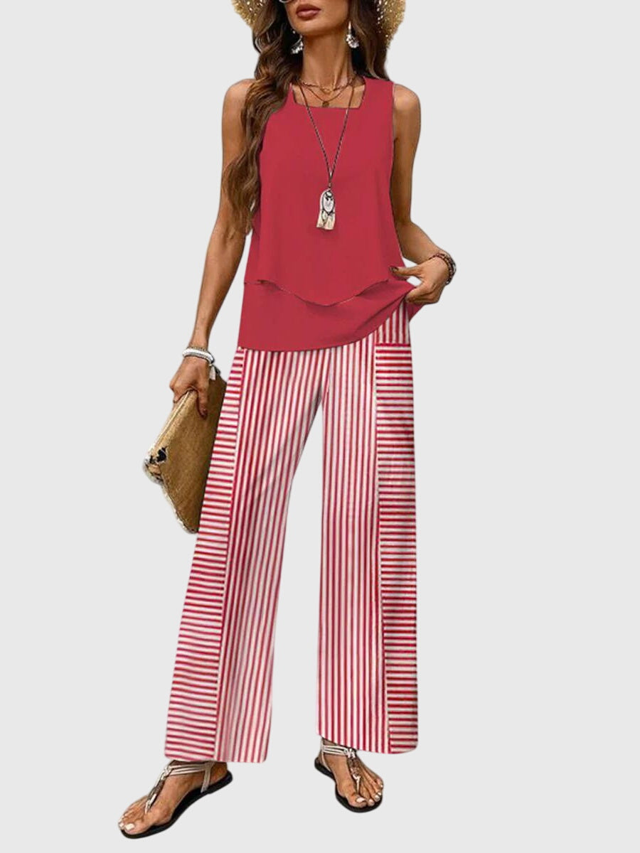 Sabrina | Dames tweedelige set met wijde broek