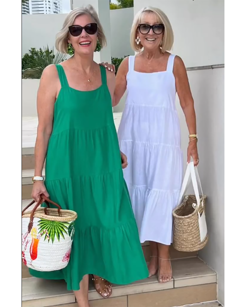 Lucy | Dames Mouwloze Gelaagde Maxi Casual Jurk