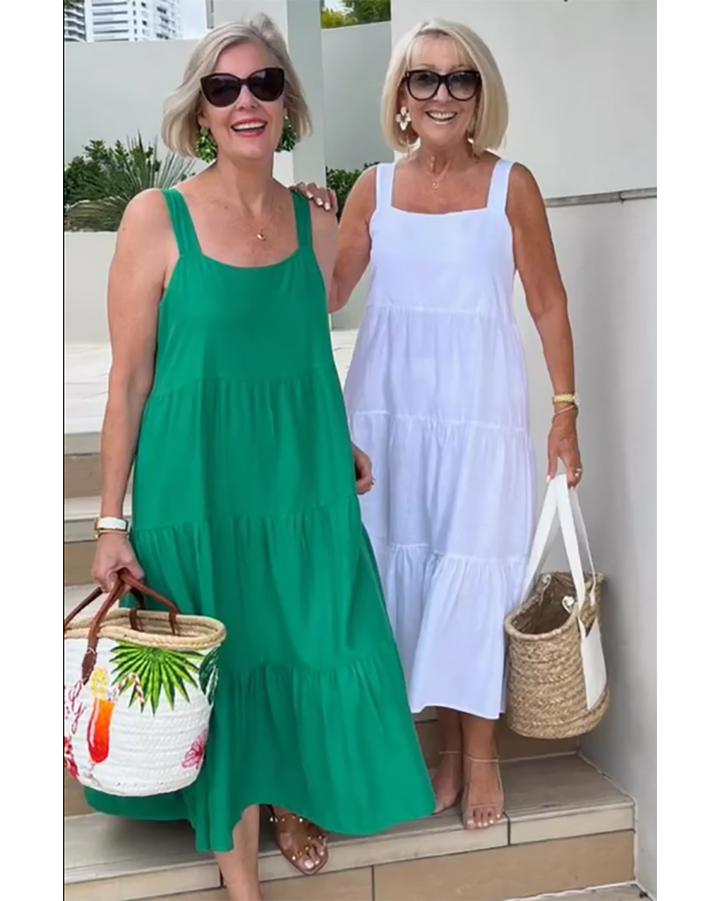 Lucy | Dames Mouwloze Gelaagde Maxi Casual Jurk