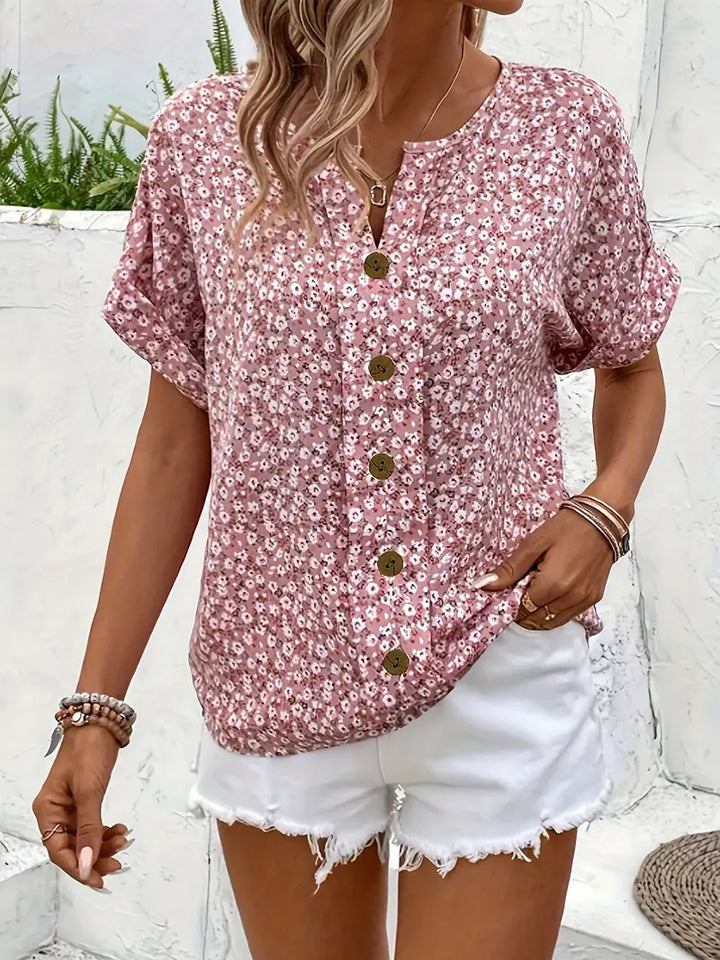 Grace | Casual Floral Button Front Summer Blouse