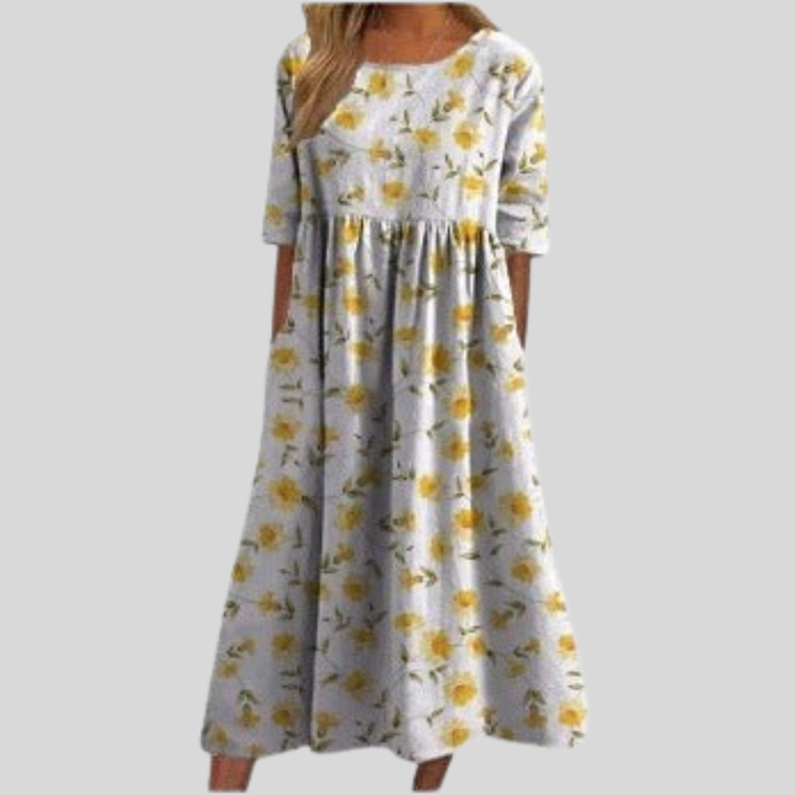 Lennon | Dames Vintage Midi Jurk met Bloemenprint