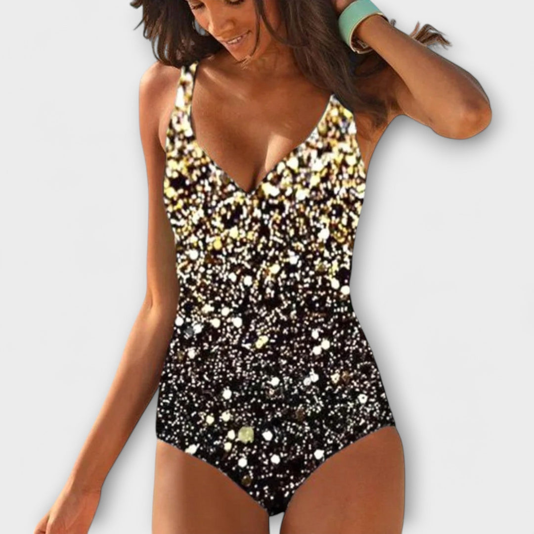 Olivia | Dames Eénstuk Badpak met Gestreept Wrap-Front Design