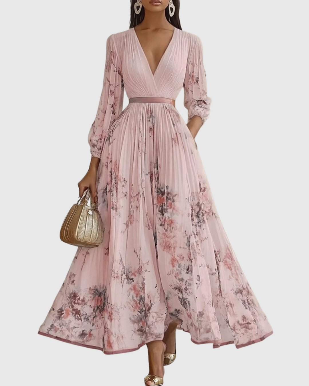 Trinity | Dames mouwloze geplooide midi-jurk met bloemenprint