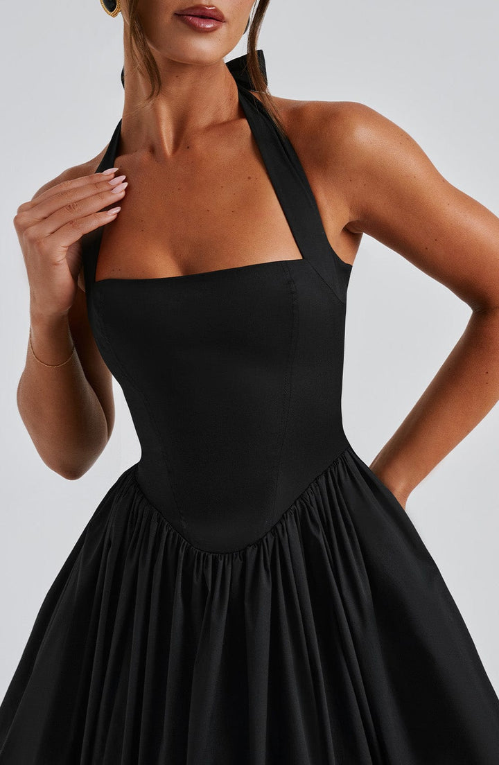 Gwen | Dames Bruiloft Gast Halter Midi Jurk