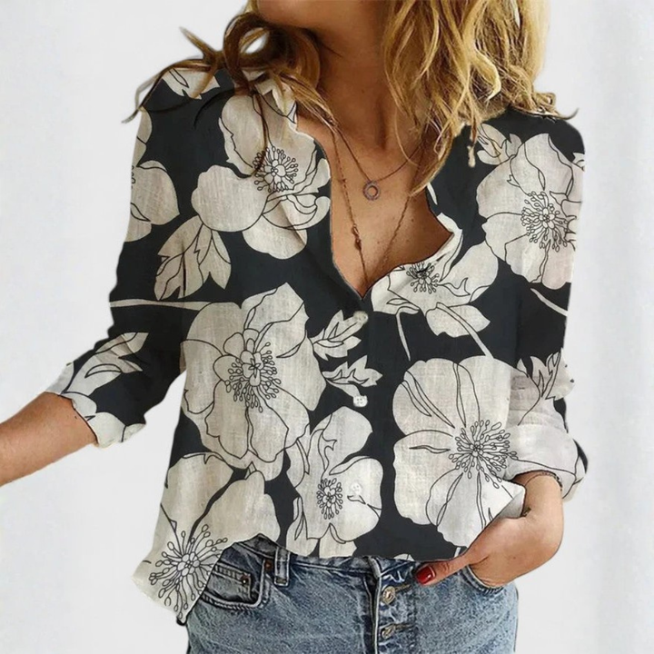 Harlow | Dames Casual Blouse met Knopen en V-hals