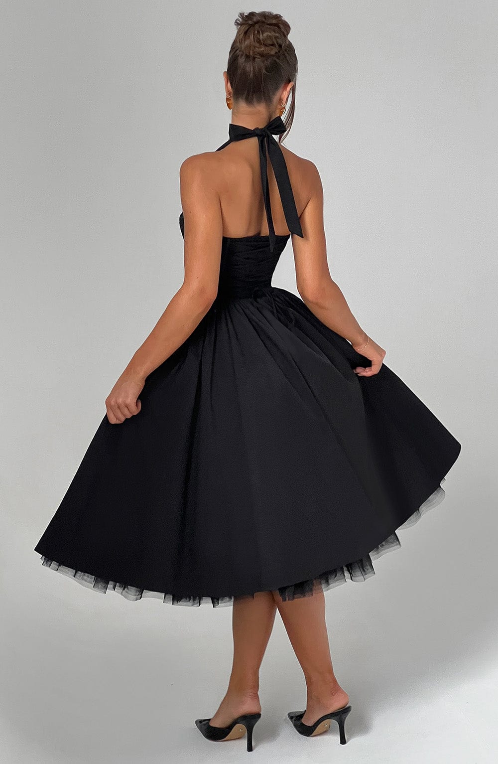 Gwen | Dames Bruiloft Gast Halter Midi Jurk