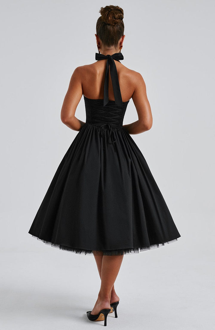 Gwen | Dames Bruiloft Gast Halter Midi Jurk