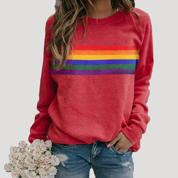 Evelyn | Dames Lente Regenboog Gestreepte Casual Sweater