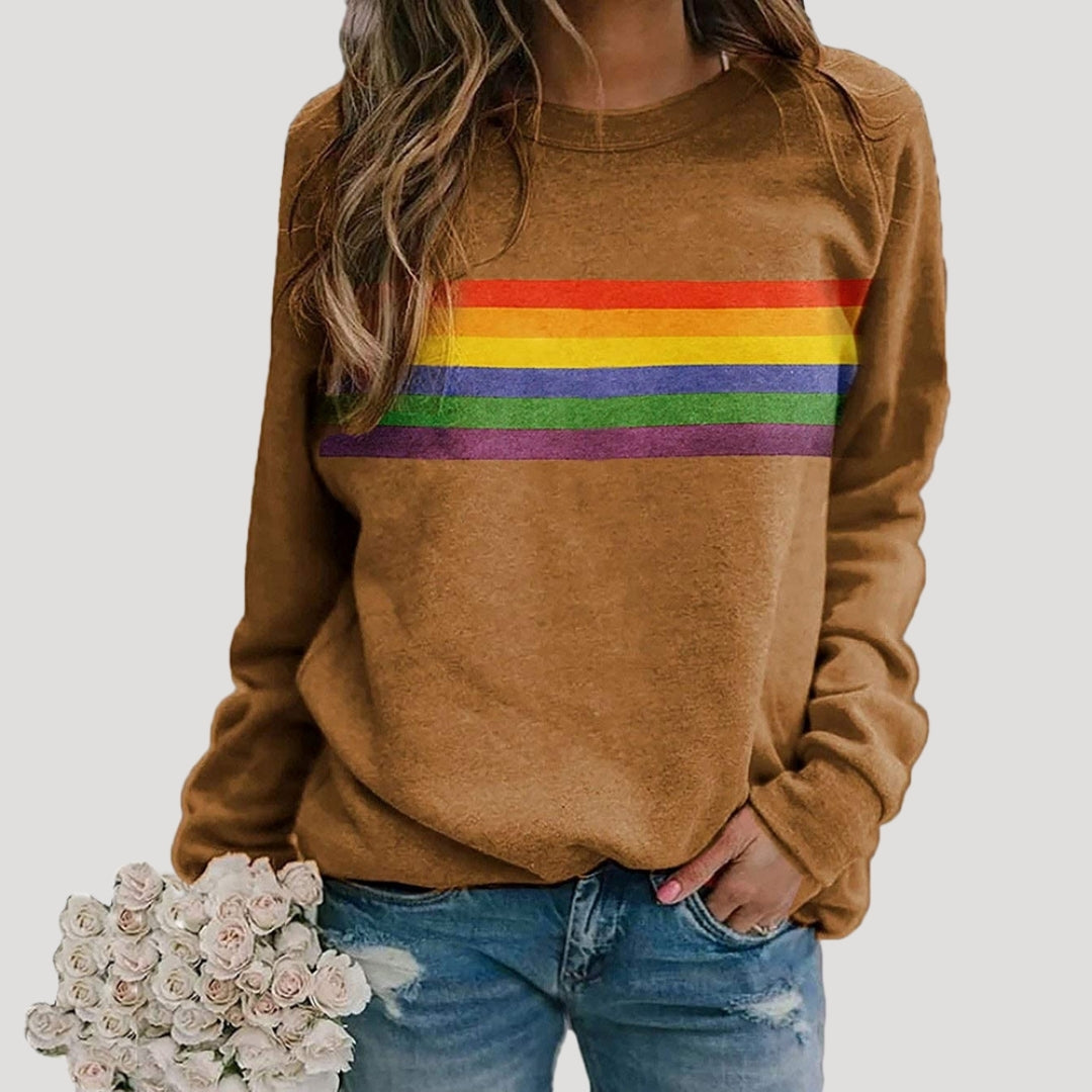 Evelyn | Dames Lente Regenboog Gestreepte Casual Sweater