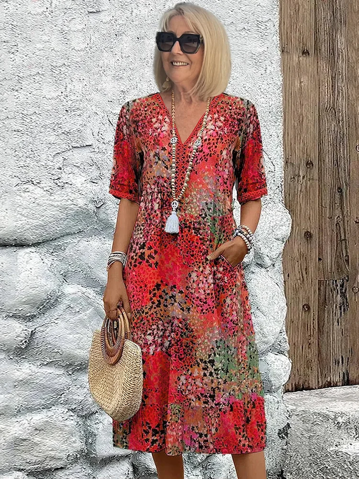 Piper | Dame Relaxte Pasvorm Bloemenpatroon Jurk