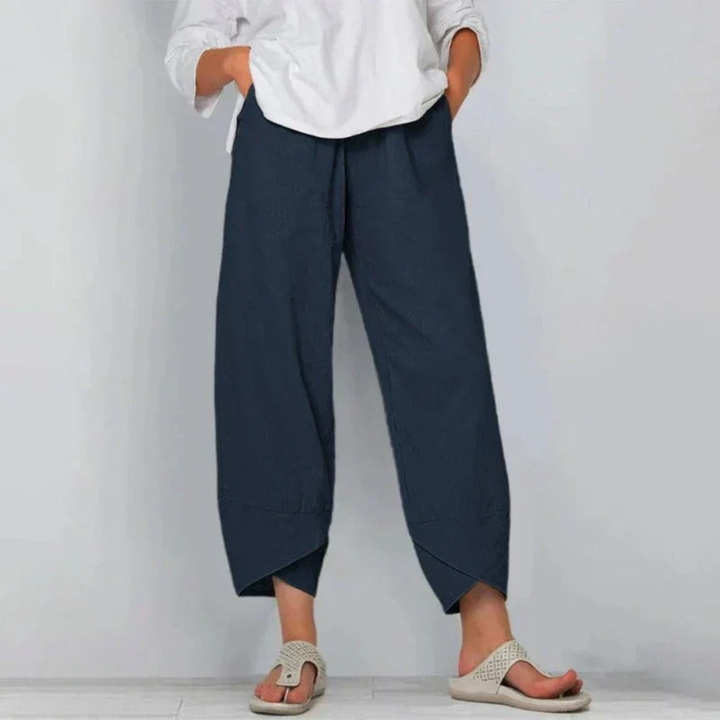 Eleonora | Dames Casual Cropped Broek Met Wijde Pijpen