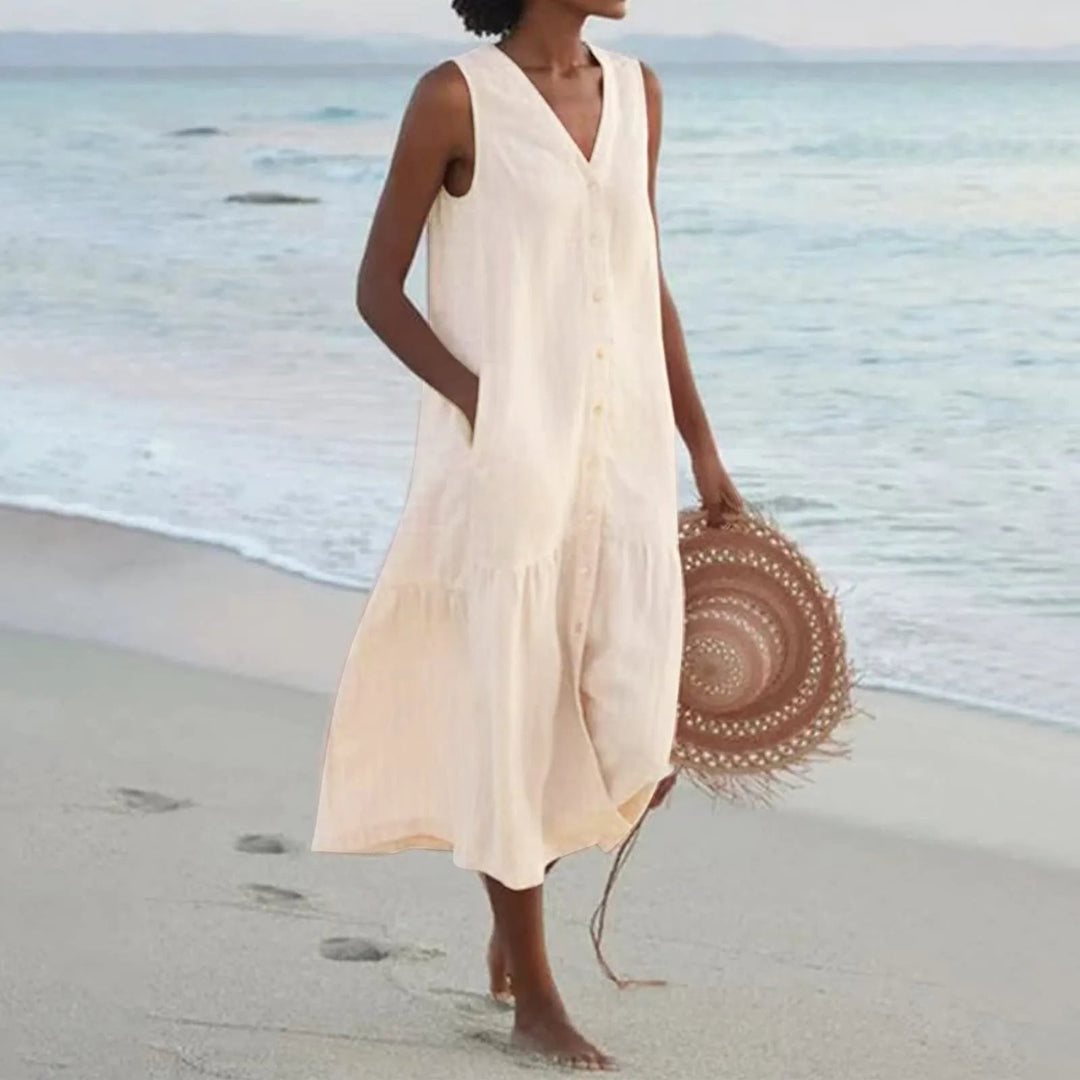Hailey | Dames Lena Zomer V-hals Midi Jurk