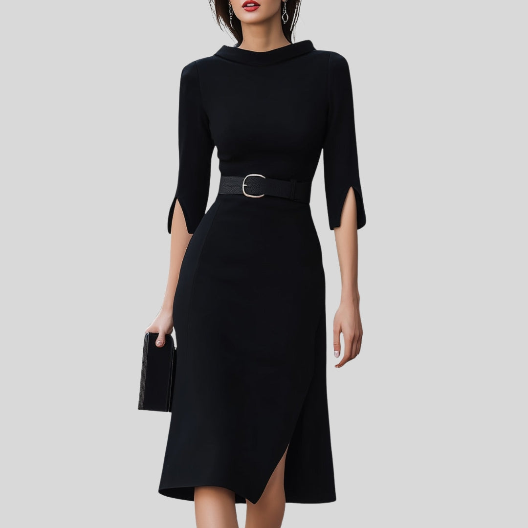 Haven | Dames Elegante Midi Jurk met Riem