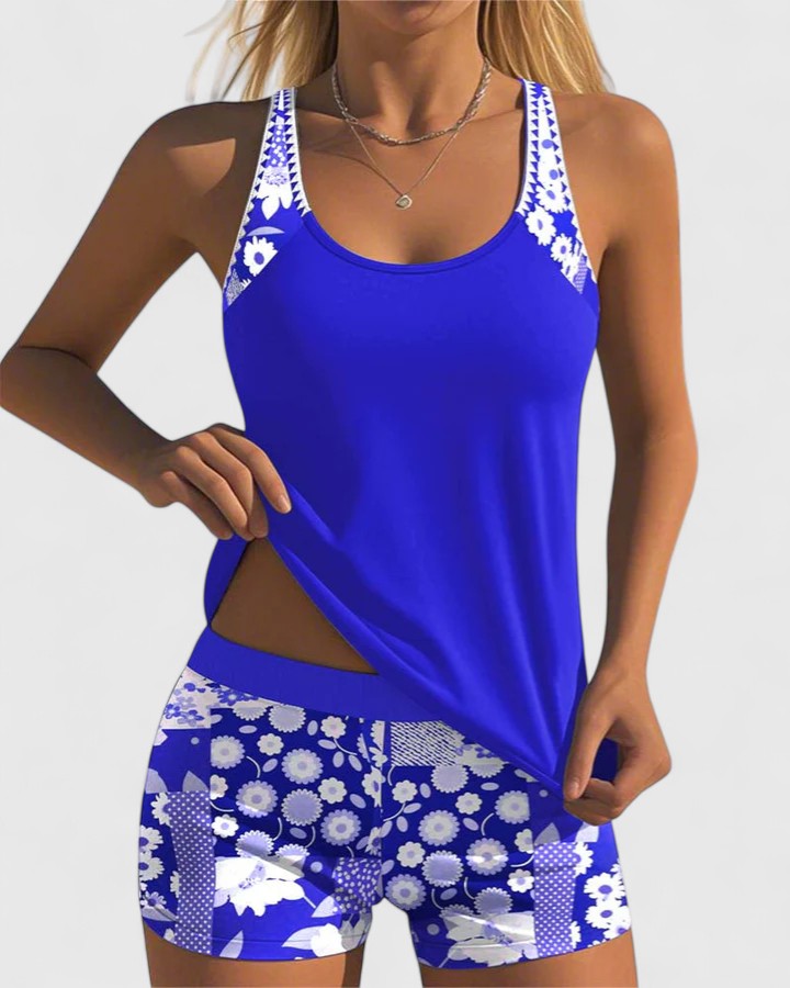 Laila | Dames Tankini Badpak met Bloemenprint