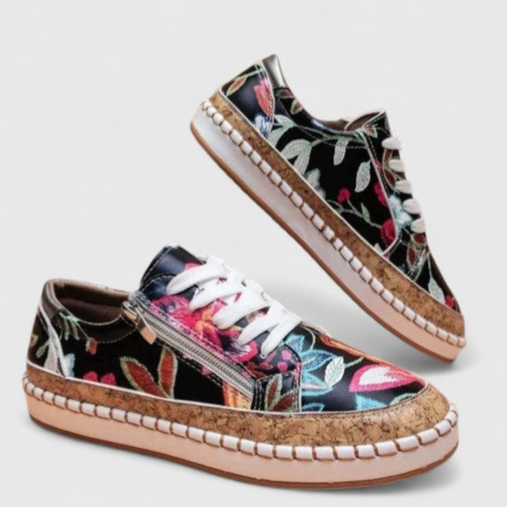 Stevie | Dames Platform Sneakers met Bloemenprint