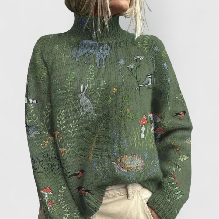 Kiara | Dames Comfortabele Gebreide Trui met Natuurprint