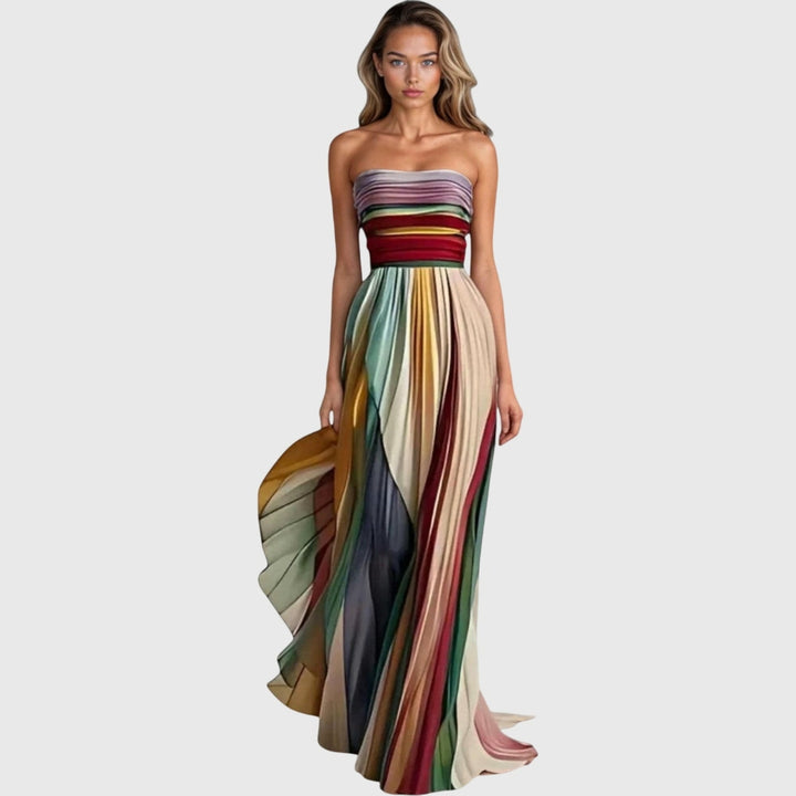 Vera | Dames Strapless Multicolor Maxi Jurk Shorts