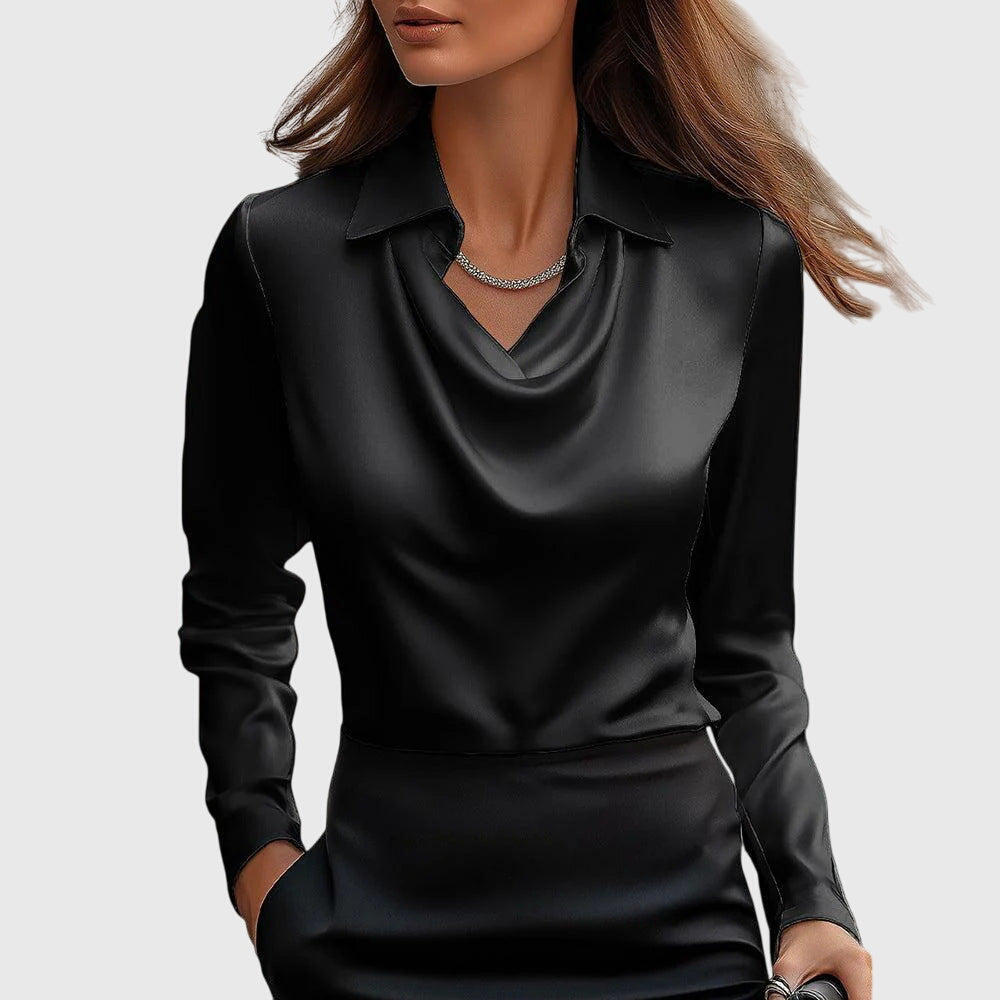 Abigail | Dames top met watervalhals en lange mouwen