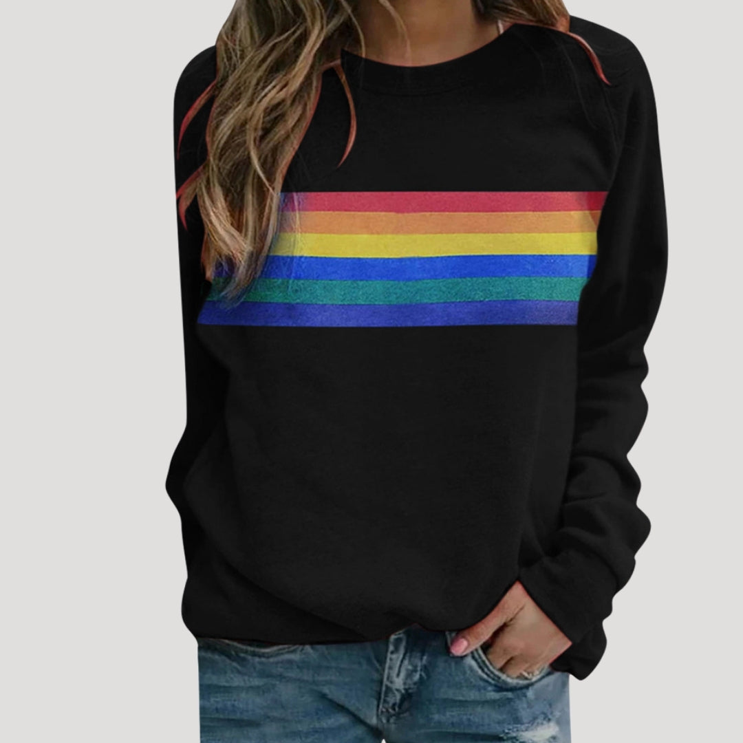 Evelyn | Dames Lente Regenboog Gestreepte Casual Sweater