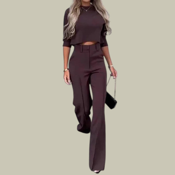 Nora | Dames Trendy Cropped Top en Broek Set