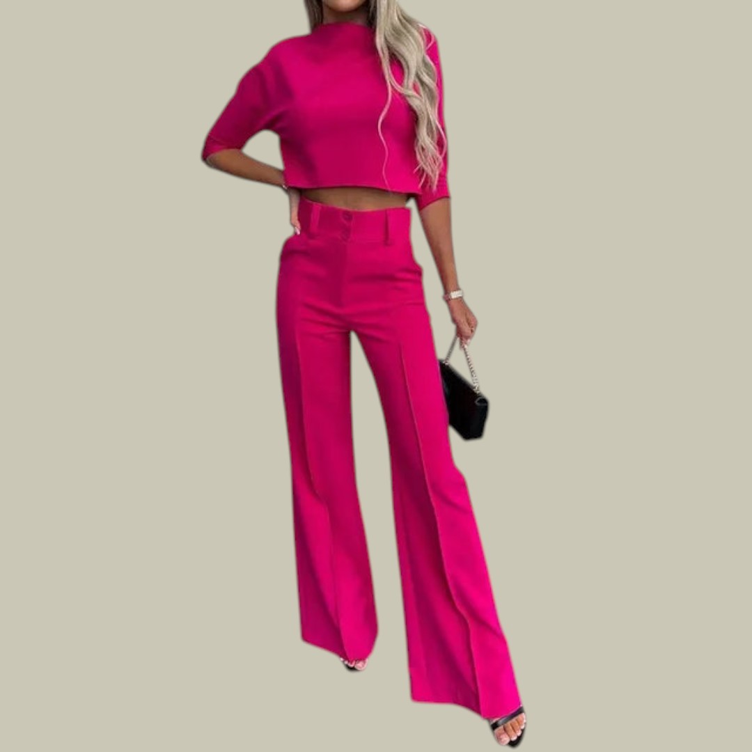 Nora | Dames Trendy Cropped Top en Broek Set