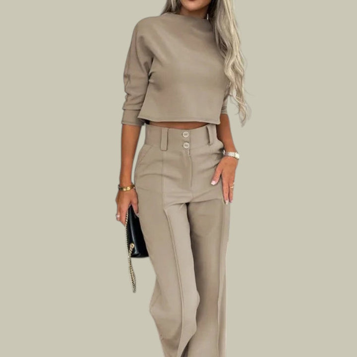 Nora | Dames Trendy Cropped Top en Broek Set