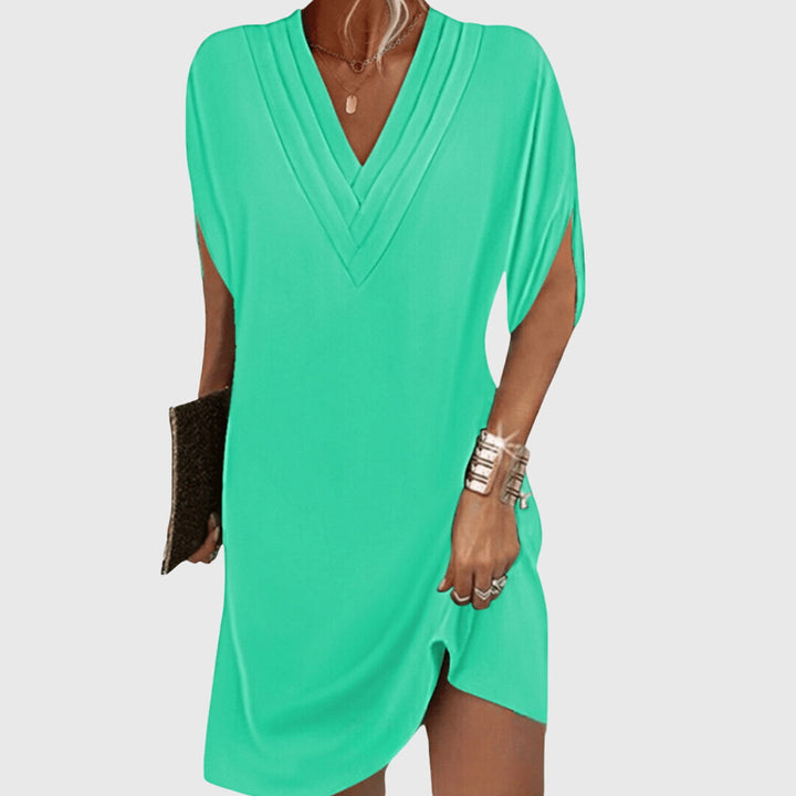 Amber | Dames losse mini-jurk met V-hals