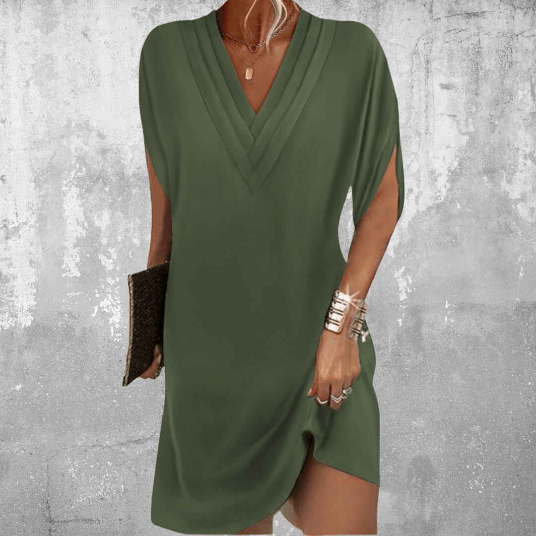Hailey | Dames Ontspannen Mini Jurk Met V-hals