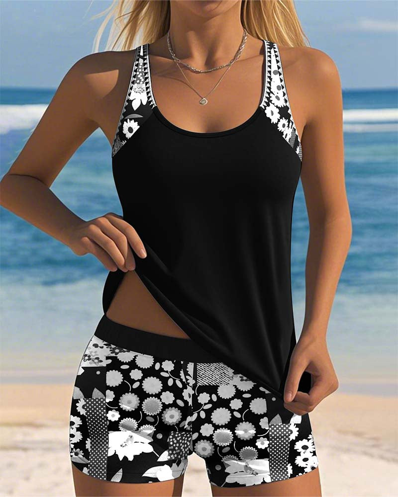 Sabrina | Dames Tankini Zwemset Met Bloemenprint