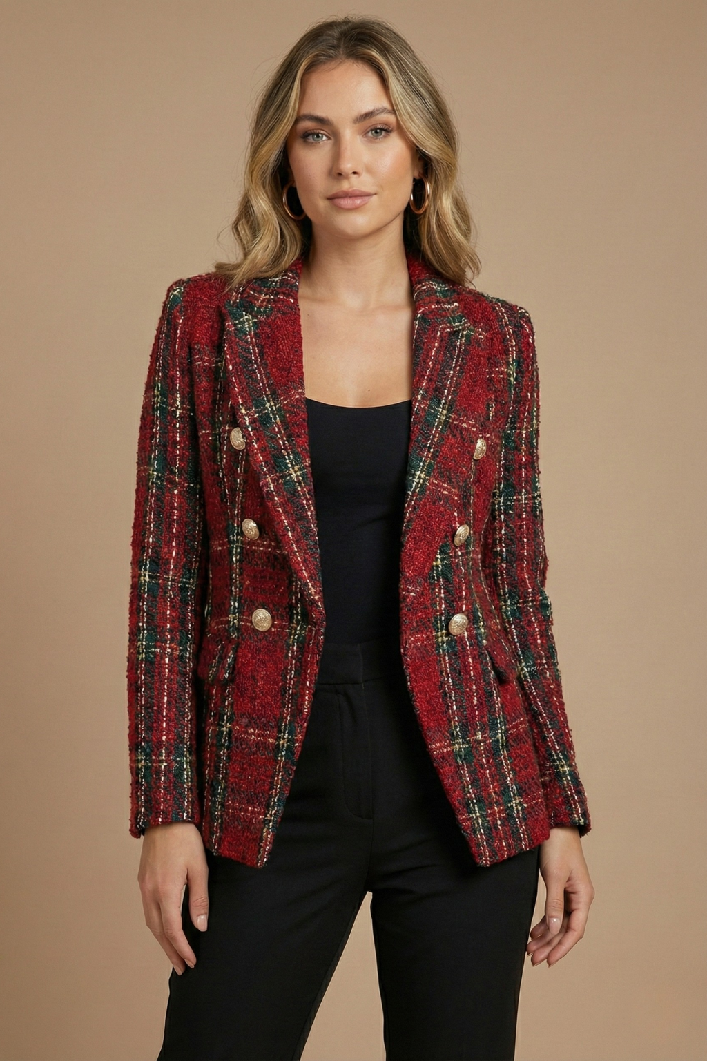 Jocelyn | Dames Geruite Blazer met Dubbele Knopen