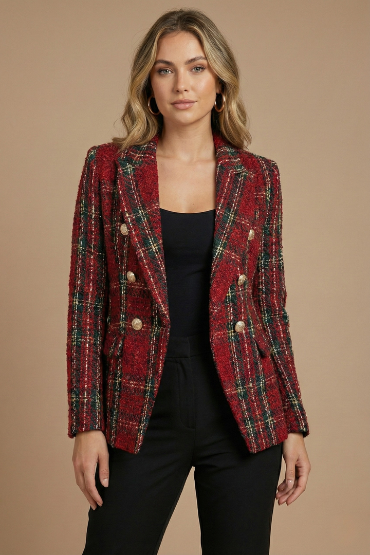 Jocelyn | Dames Geruite Blazer met Dubbele Knopen