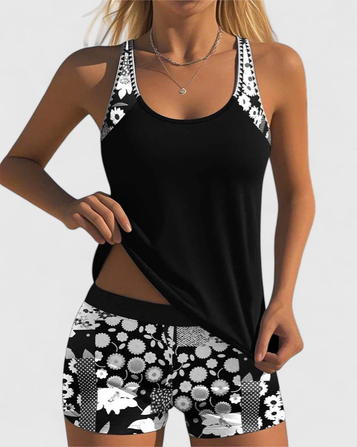 Laila | Dames Tankini Badpak met Bloemenprint