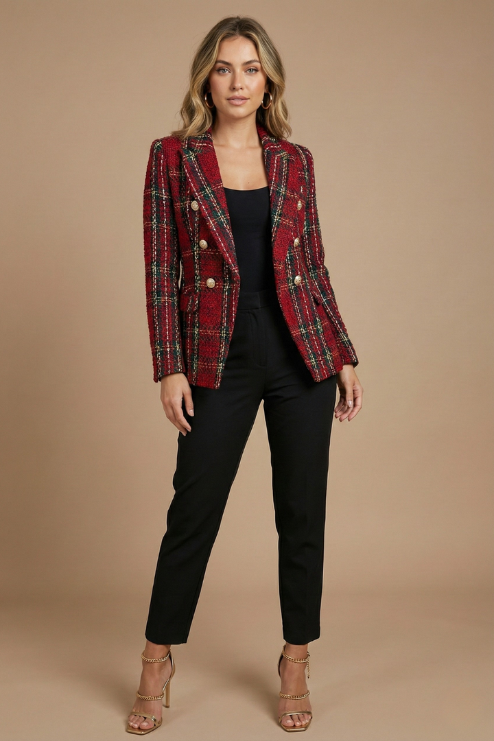Jocelyn | Dames Geruite Blazer met Dubbele Knopen