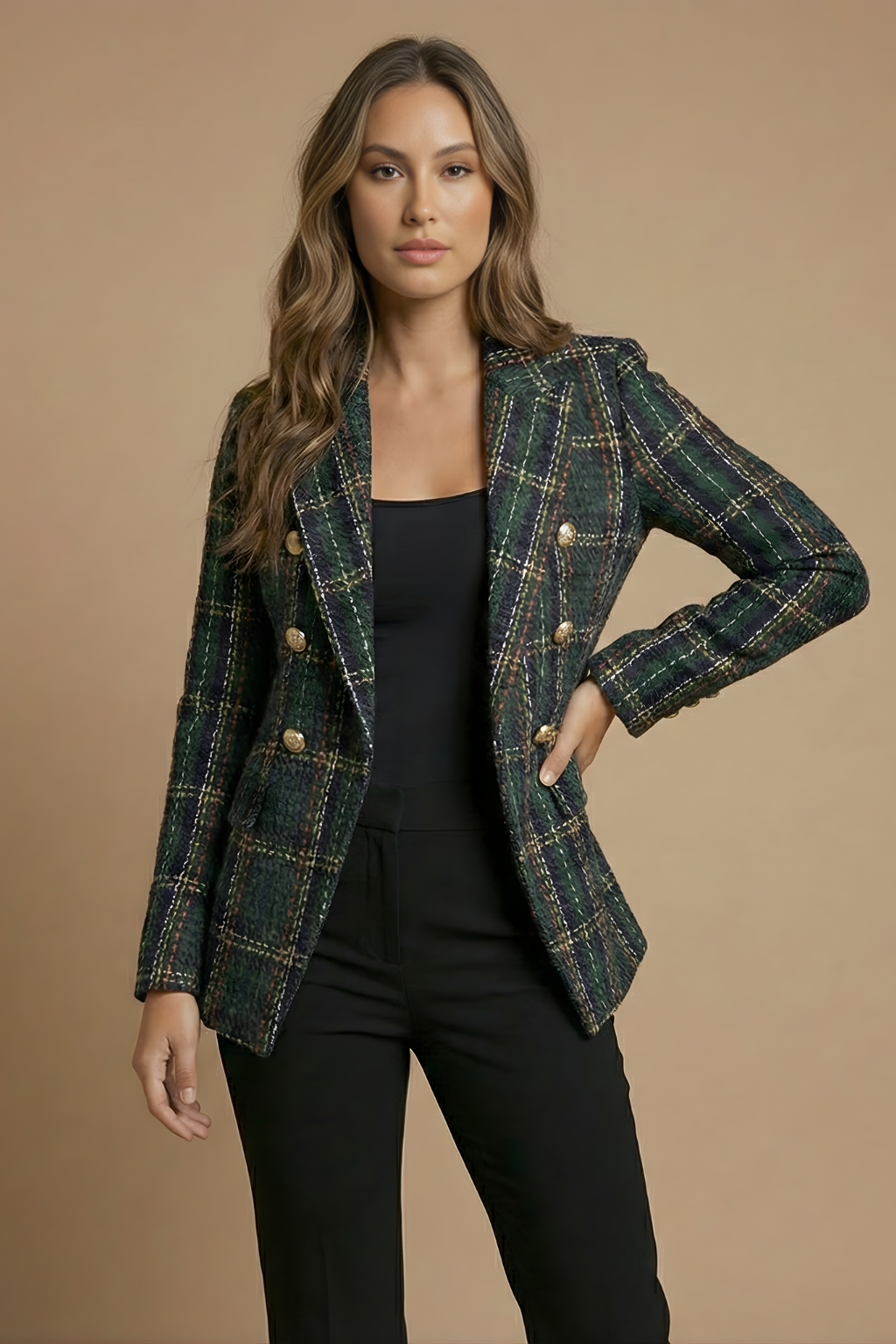 Jocelyn | Dames Geruite Blazer met Dubbele Knopen