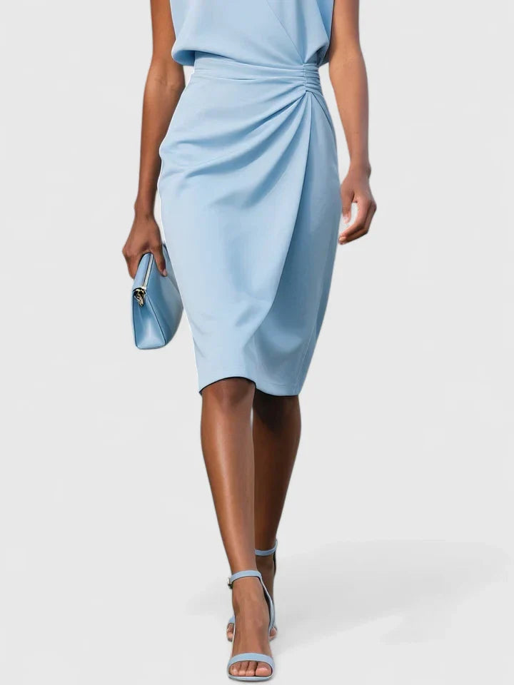 Paige | Dames mouwloze midi-jurk met plooidetail