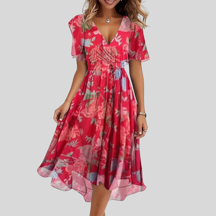 Rowan | Dames Bloemen Wikkel Midi Jurk Shorts