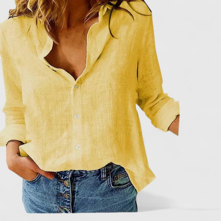 Harlow | Dames Casual Blouse met Knopen en V-hals