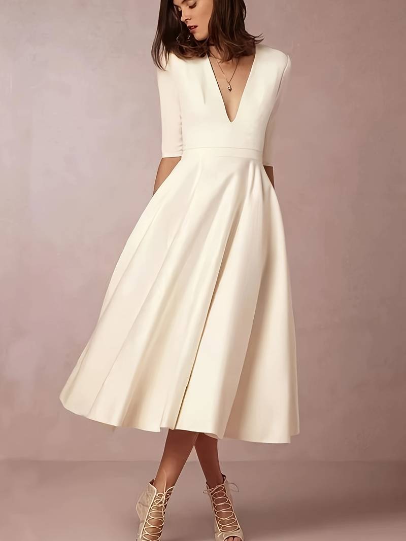 Chloe | Elegante Flared Midi-jurk voor Vrouwen als Gast op een Huwelijk