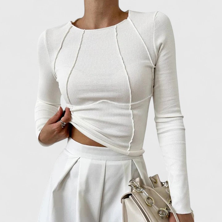 Valentina | Dames Stijlvolle Getailleerde Top met Lange Mouwen