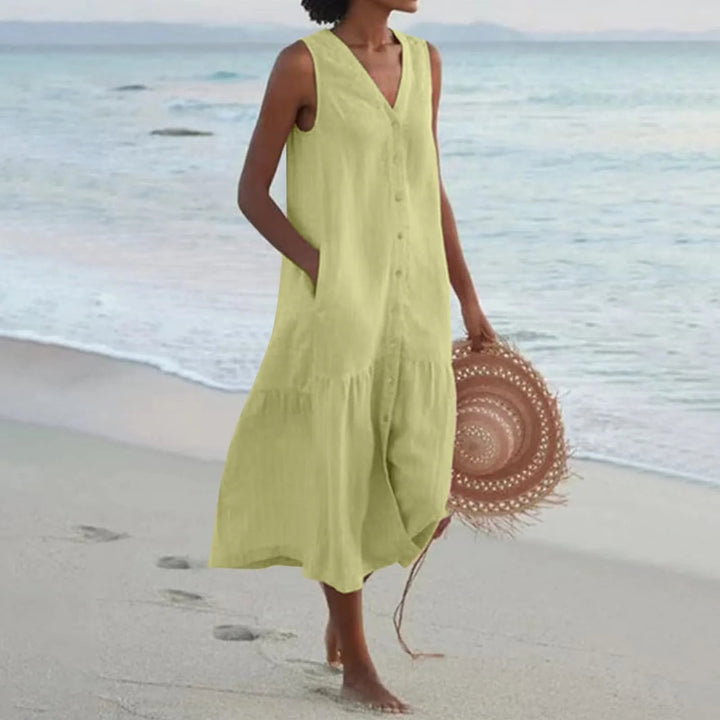 Hailey | Dames Lena Zomer V-hals Midi Jurk