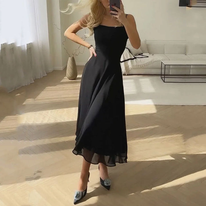 Esme | Dames Bruiloft Gast Elegante Vierkante Midi Jurk