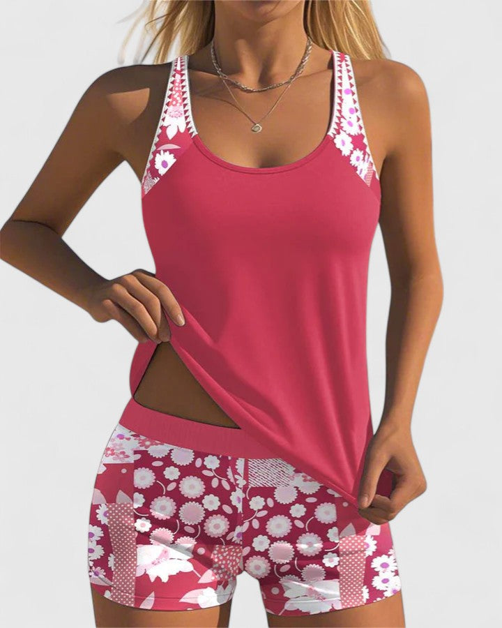 Laila | Dames Tankini Badpak met Bloemenprint