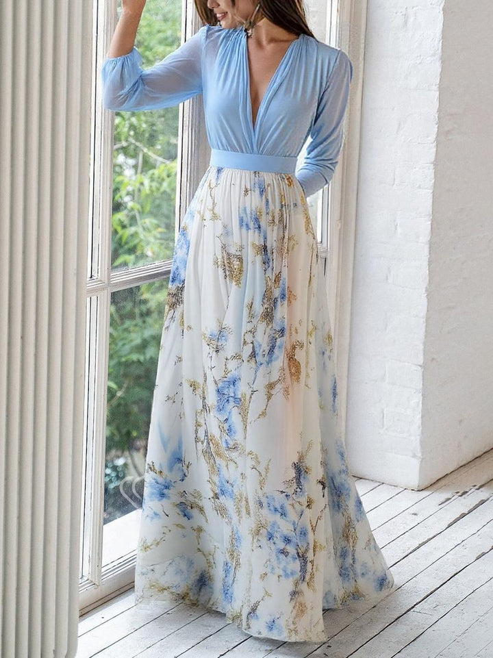 Sophia | Dames Elegante Chiffon Maxi Jurk Met Bloemenprint