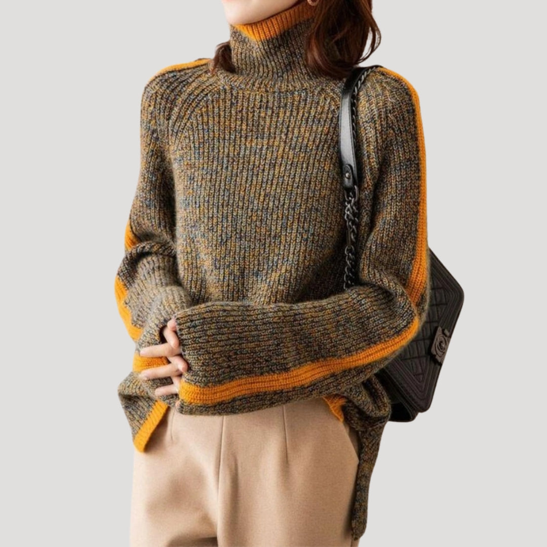 Estrella | Dames Lente Geribbelde Coltrui Gebreide Trui