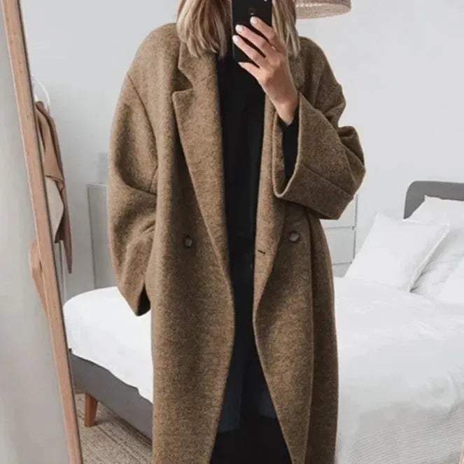 Emma | Dames Oversized Lange Double-Breasted Coat