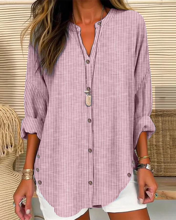 Gabriella | Women’s Relaed Striped Button Blouse