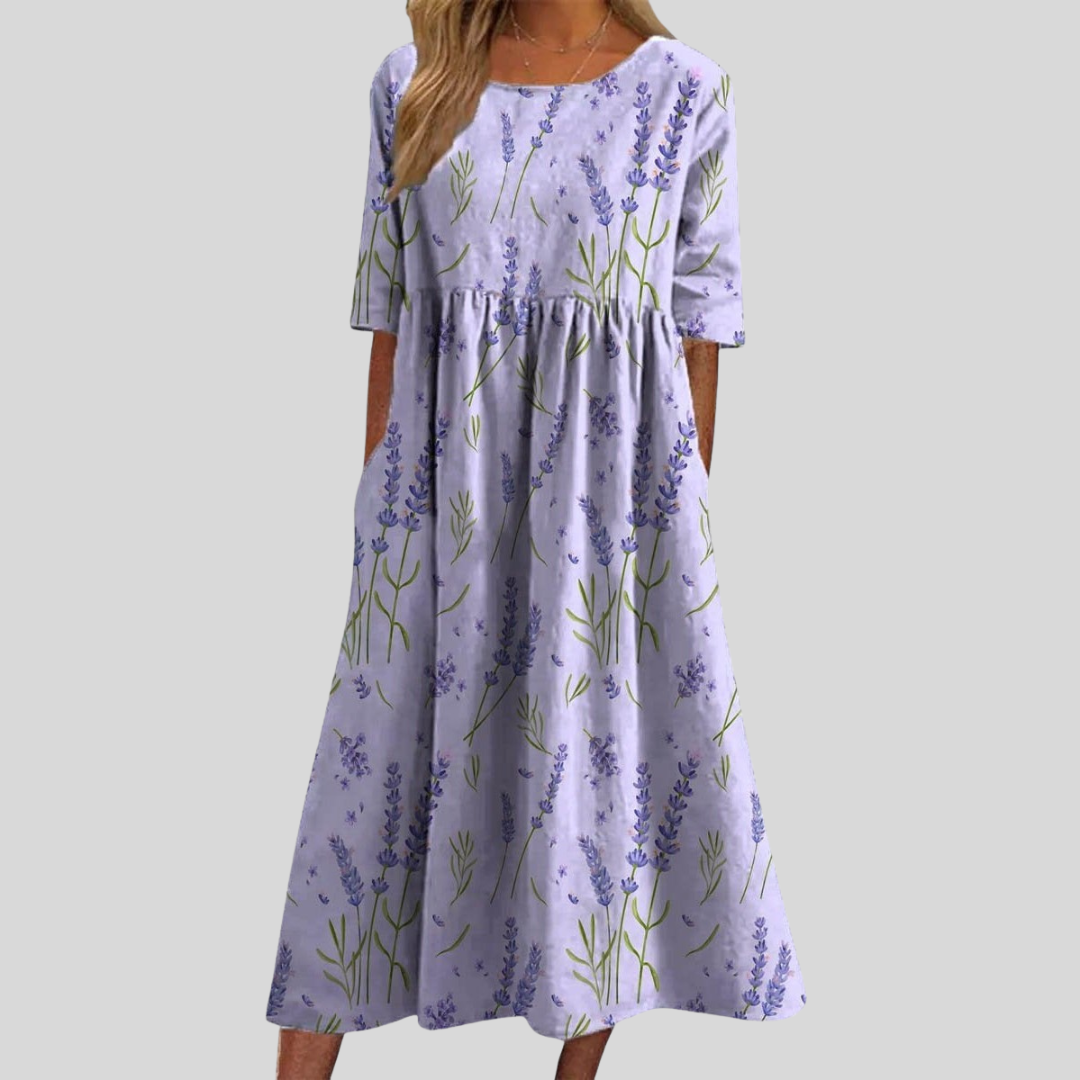 Lennon | Dames Vintage Midi Jurk met Bloemenprint
