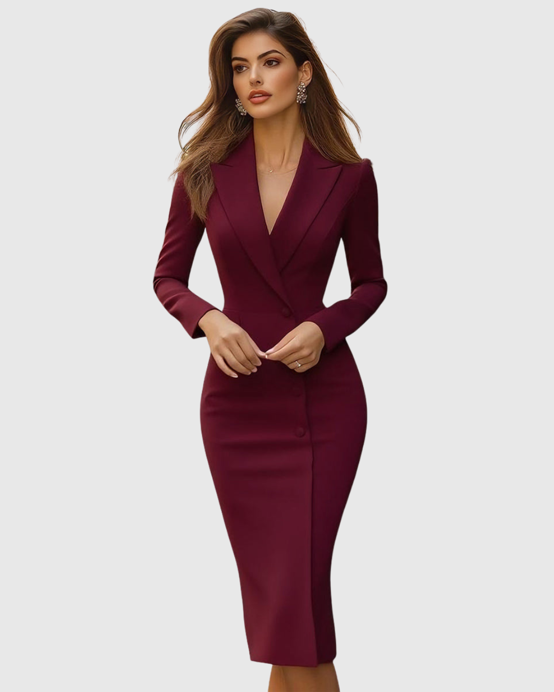 Mila | Dames midi blazer jurk met lange mouwen